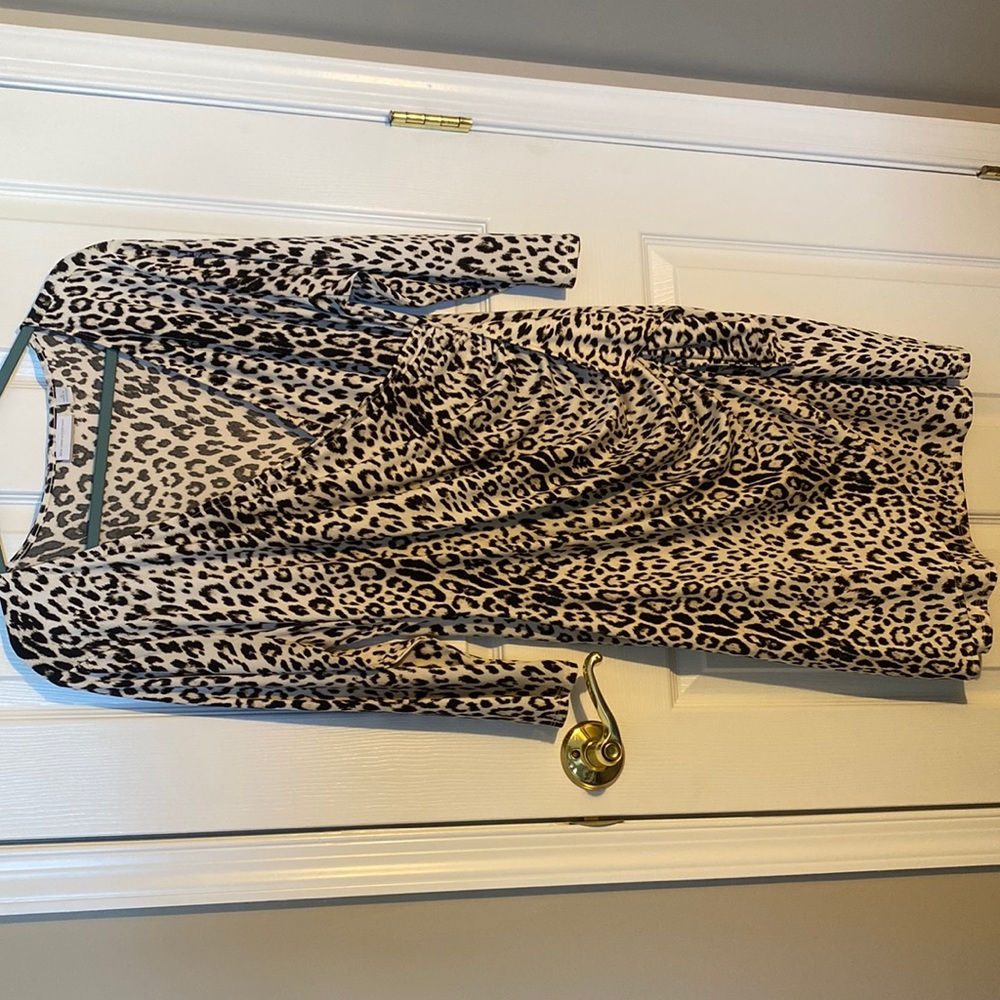 New York & company cheetah printed long sleeve dress.